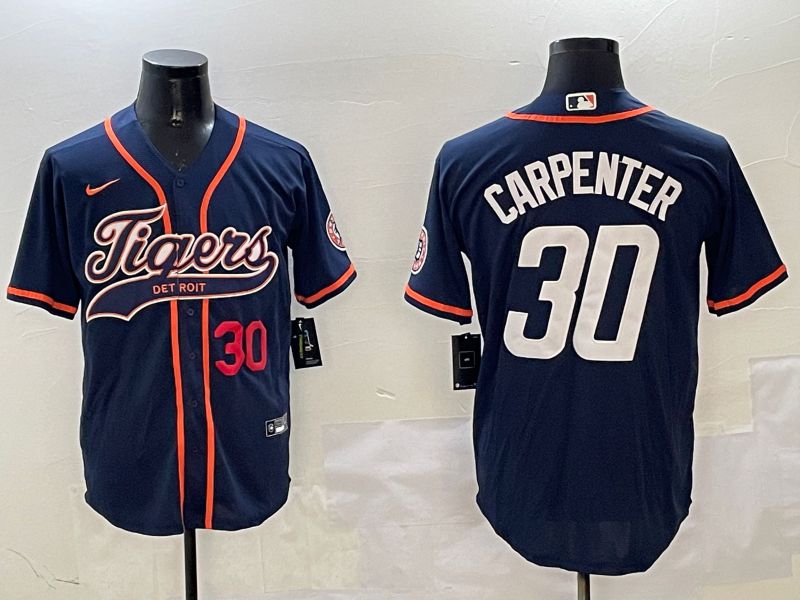 Men Detroit Tigers #30 Carpenter Blue Jointly Name 2025 Nike MLB Jersey style 3